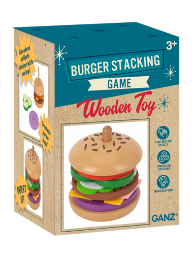 Wooden Burger Stacking Game