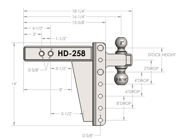 BulletProof 2.5" Heavy Duty 8" Drop/Rise Hitch