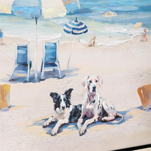 Blue Coastal Indoor Wall Decor, Textile, Beach Dogs Canvas