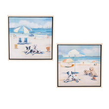 Blue Coastal Indoor Wall Decor, Textile, Beach Dogs Canvas