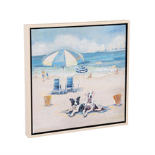 Blue Coastal Indoor Wall Decor, Textile, Beach Dogs Canvas