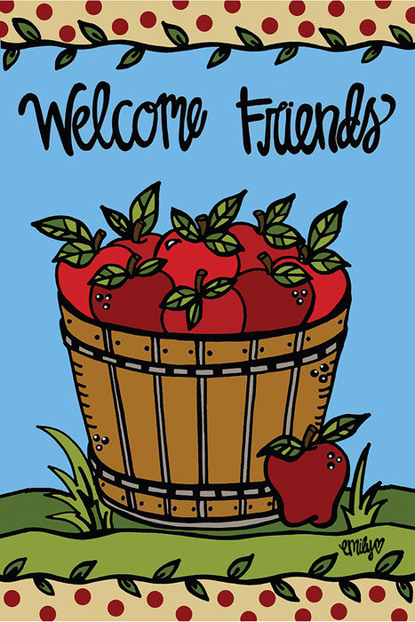 Welcome Friends Apple Basket Garden Flag
