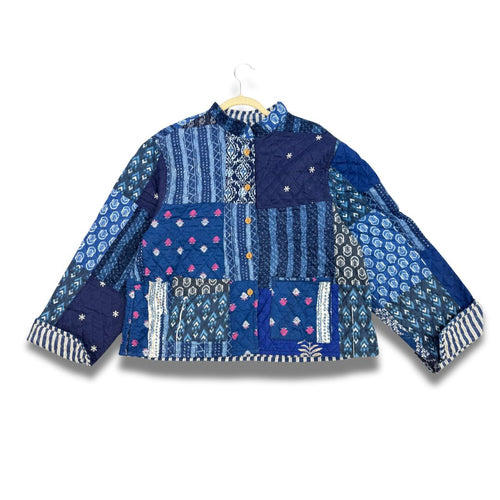 Quilted Jacket - Blue Patches