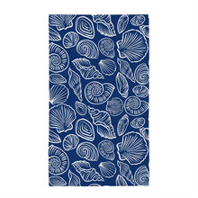Blue Coastal Kitchen Towel Quick Dry Waffle Weave Double-Sided, Shells