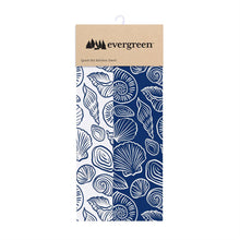 Blue Coastal Kitchen Towel Quick Dry Waffle Weave Double-Sided, Shells