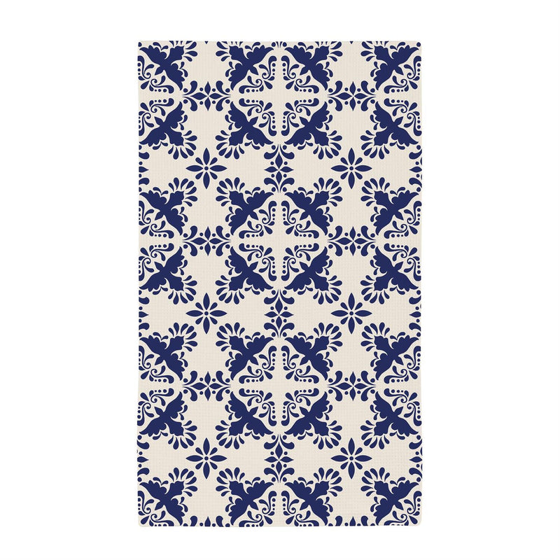 Blue Coastal Kitchen Towel Quick Dry Waffle Weave Double-Sided, Clay Birds