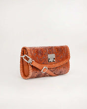 Elena Mini Bag - Brown Handtooled Leather and Calfskin
