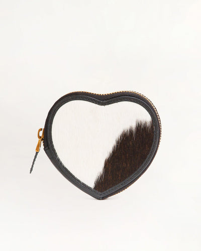 Cupid Coin Pouch - Black And White Cowhide