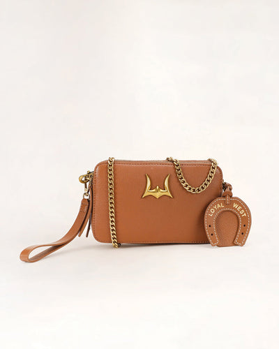 Shell Mini Purse - Brown Leather and Calfskin