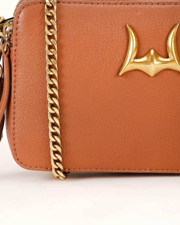 Shell Mini Purse - Brown Leather and Calfskin