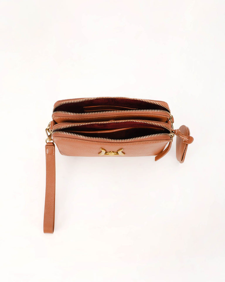 Shell Mini Purse - Brown Leather and Calfskin