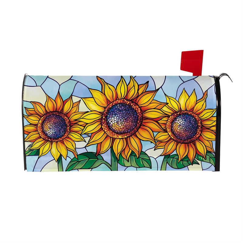 Stained Glass Sunflower Stalk Mailbox Cover