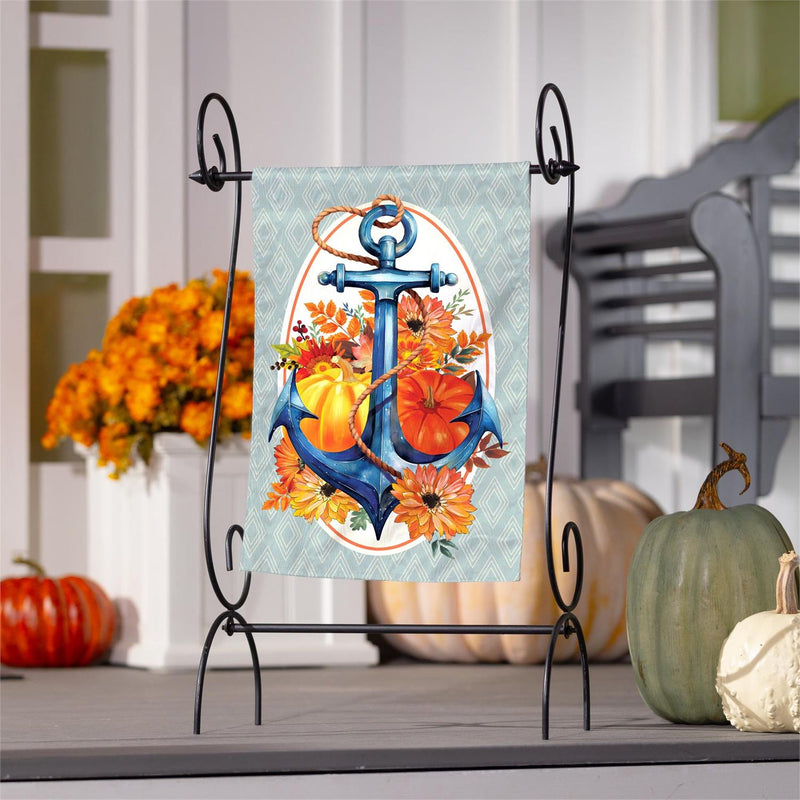 Anchored in Fall Moire Garden Flag
