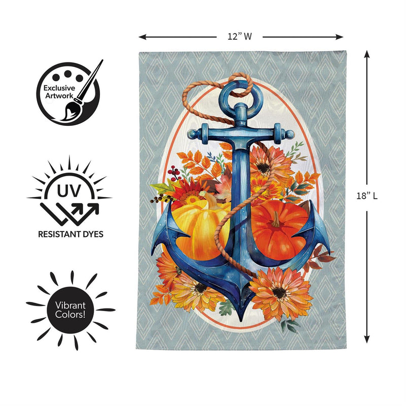 Anchored in Fall Moire Garden Flag