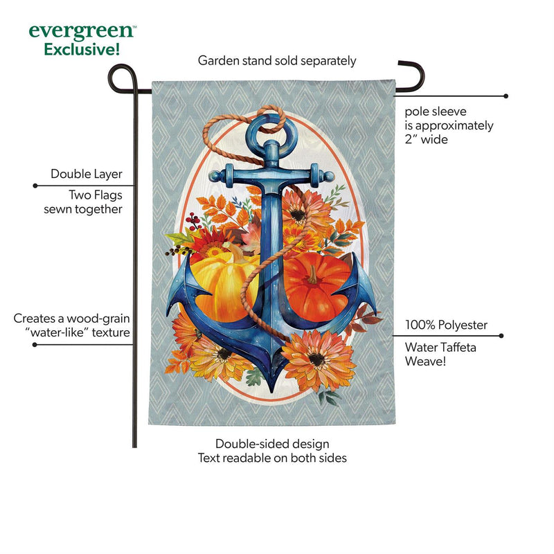 Anchored in Fall Moire Garden Flag