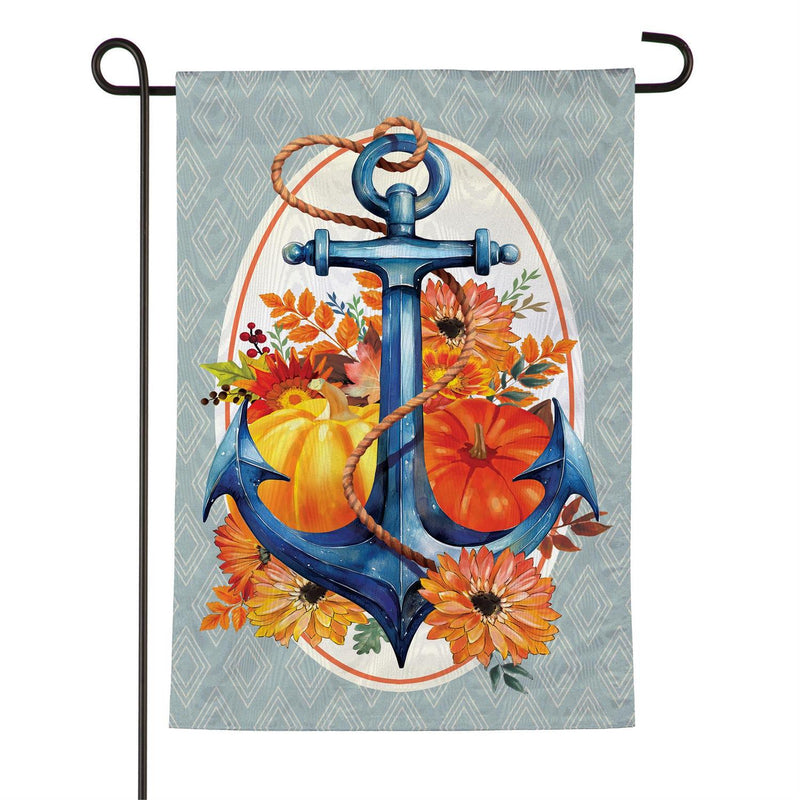 Anchored in Fall Moire Garden Flag