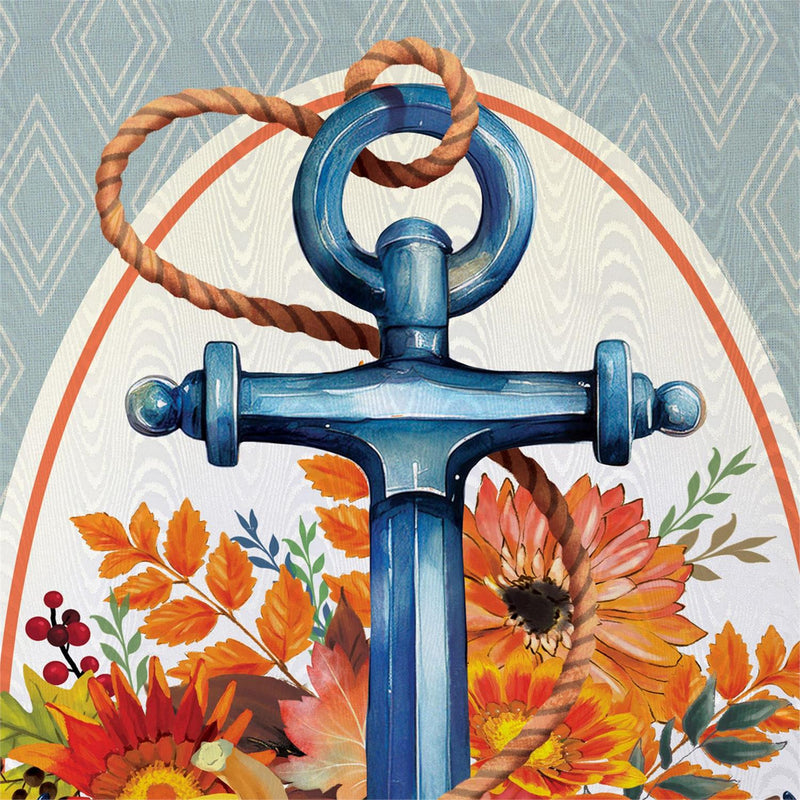 Anchored in Fall Moire House Flag