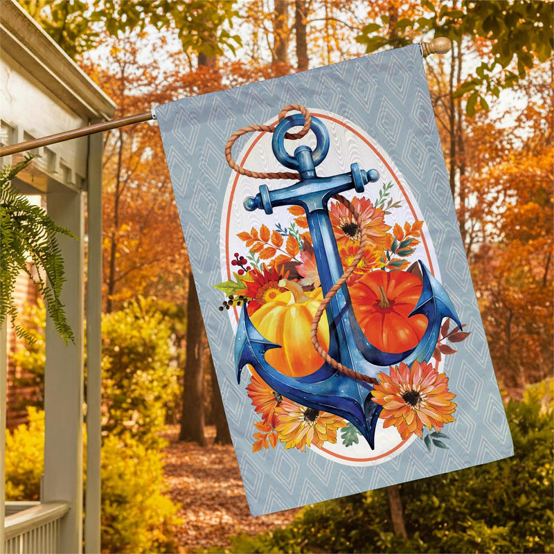 Anchored in Fall Moire House Flag