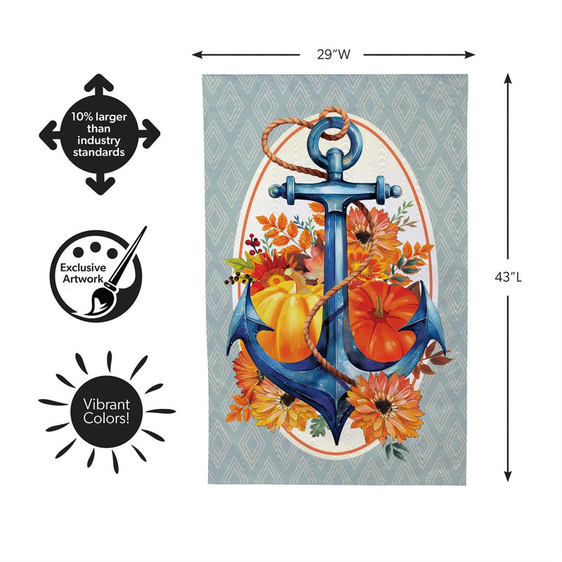 Anchored in Fall Moire House Flag