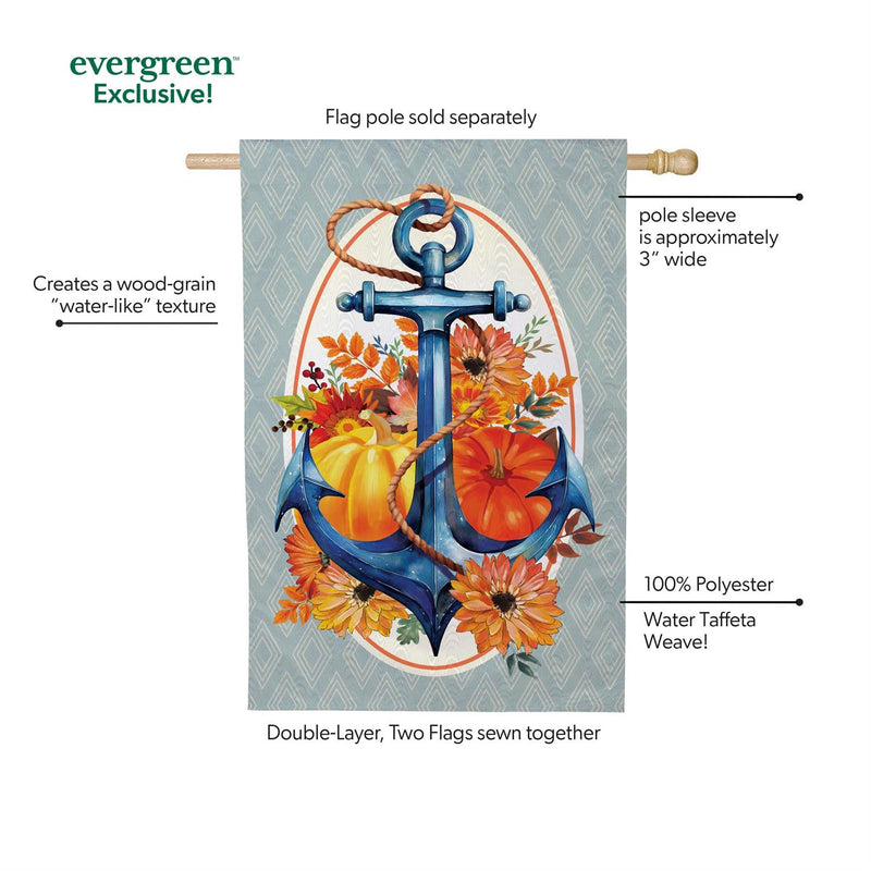 Anchored in Fall Moire House Flag