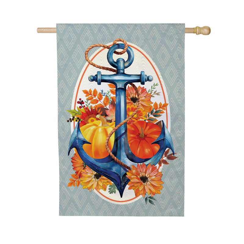 Anchored in Fall Moire House Flag