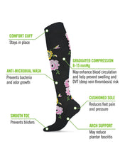 Women's In Bloom Bamboo Blend 8-15mmHg Graduated Compression Socks; Size 9W