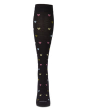 Women's Multicolor Hearts Bamboo Blend 8-15MMHG Graduated Compression Socks; Size 9-11