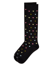 Women's Multicolor Hearts Bamboo Blend 8-15MMHG Graduated Compression Socks; Size 9-11