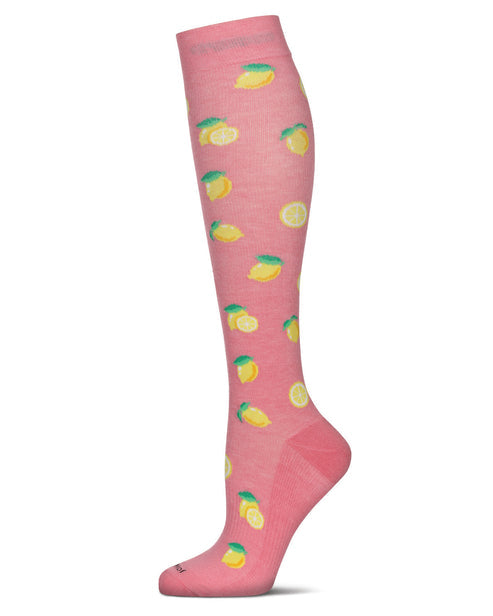Women's Lemons Bamboo Blend 8-15MMHG Graduated Compression Socks; Size 9-11