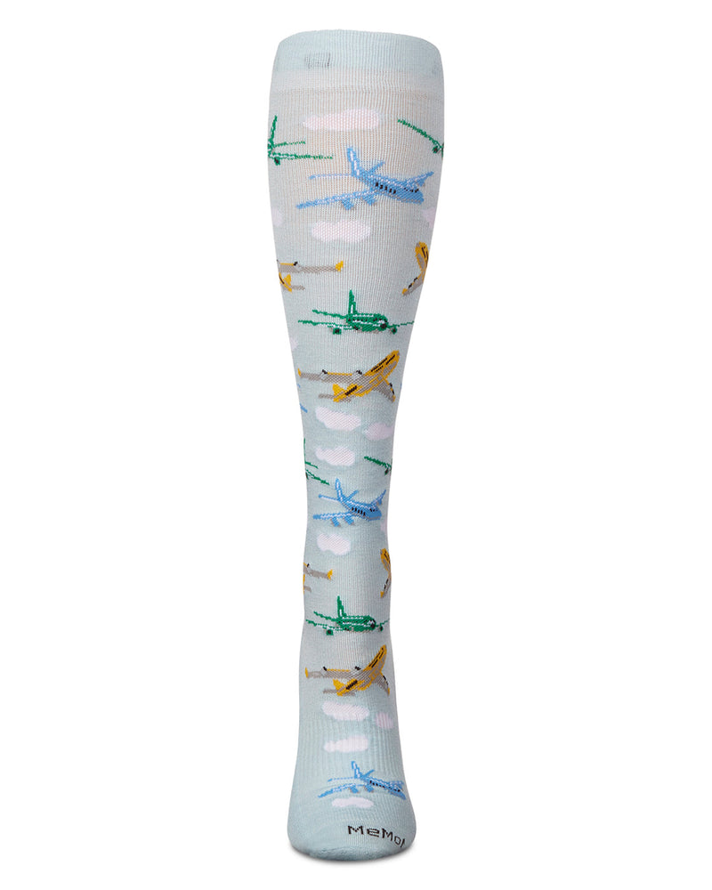Women's Airplanes 8-15 mmHg Graduated Bamboo Compression Socks; Size 9-11