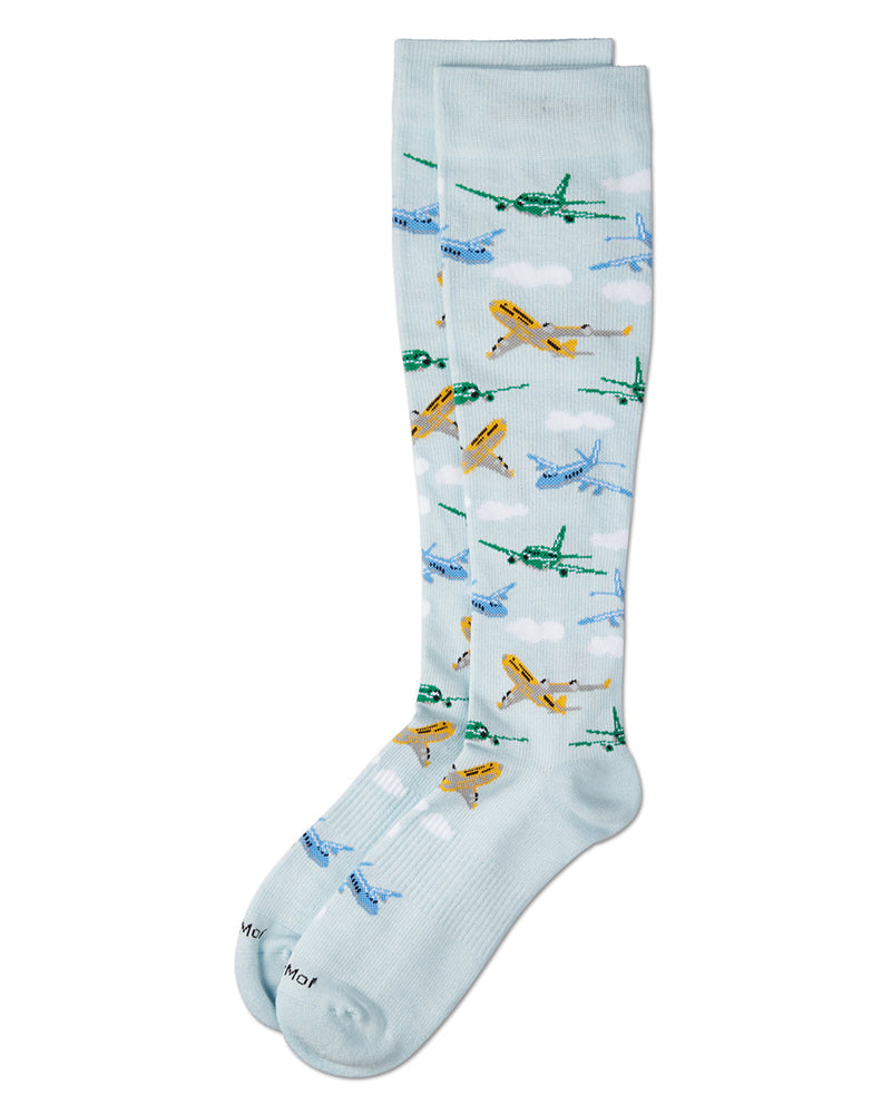 Women's Airplanes 8-15 mmHg Graduated Bamboo Compression Socks; Size 9-11