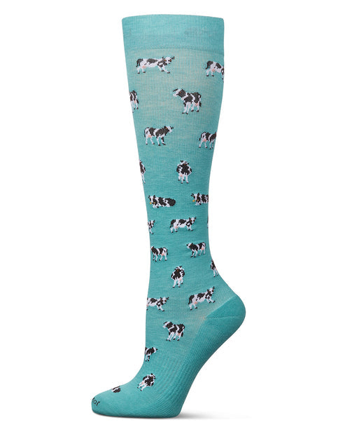 Women's Cows 8-15 mmHg Graduated Bamboo Compression Socks; Size 9-11