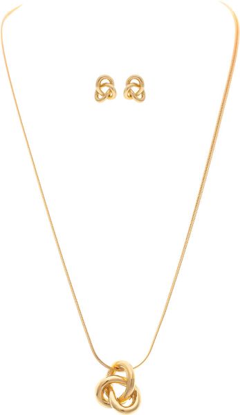 Gold Love Knot Drop Necklace Set