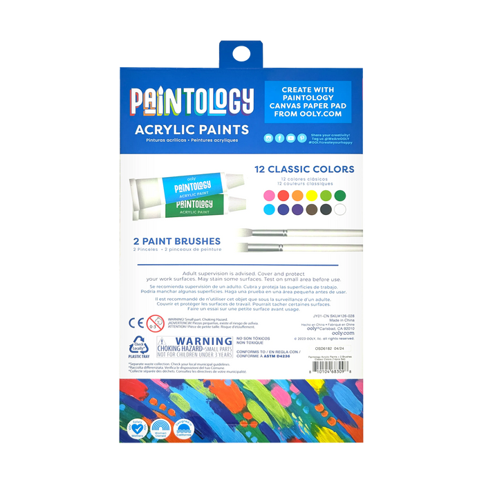 Paintology Acrylic Paint Set - Classic Colors - Set of 12