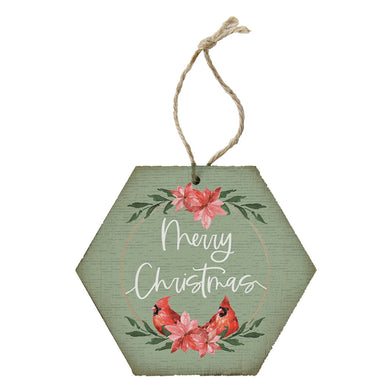 Merry Cardinal Poinsettia Ornament