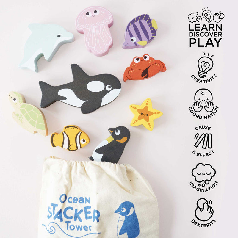 Ocean Life Stacking Animals & Bag
