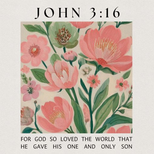 John 3:16 Floral Square House Coaster