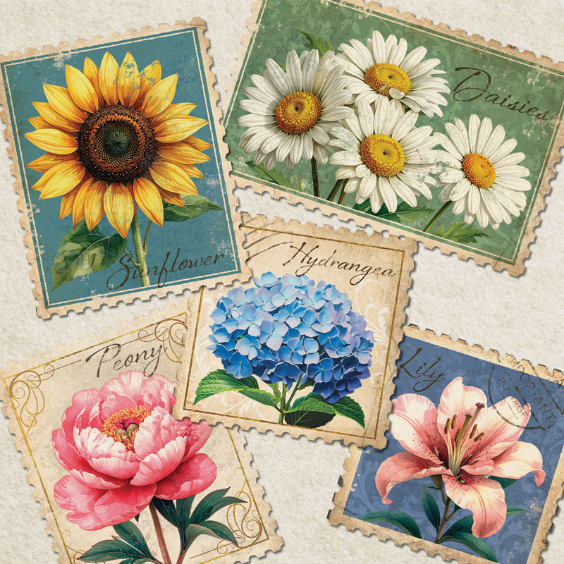 Floral Stamps Square Car Coaster