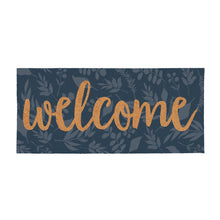 Grateful Gatherings Welcome Friends of Fall Flocked Coir Sassafras Switch Mat, "Welcome", 22"x10"