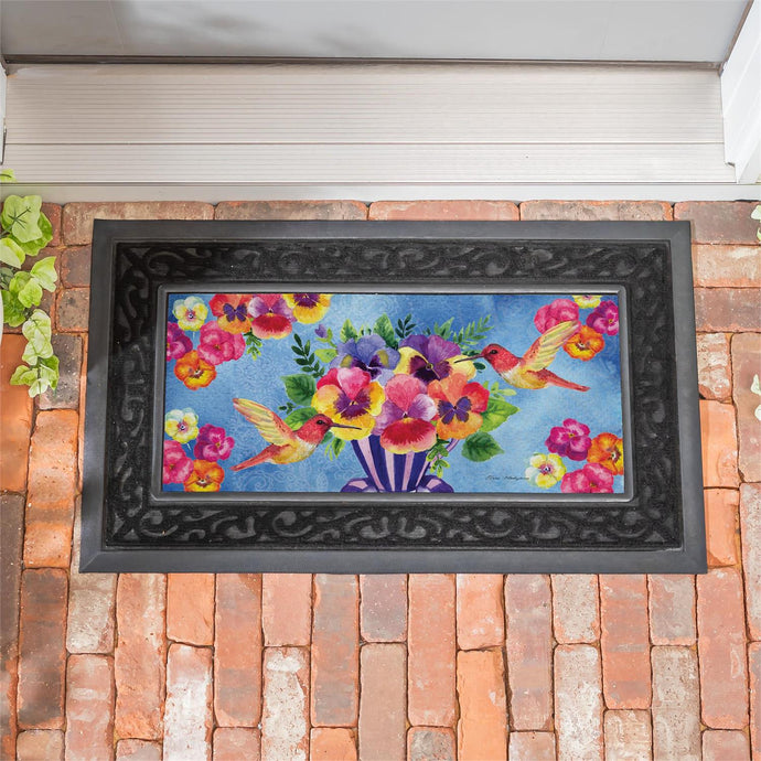 Pansies & Hummingbird Tea Cup Sassafras Switch Mat