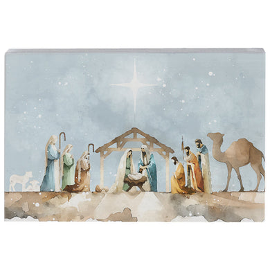Watercolor Nativity Scene Table Top Art