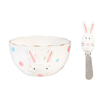 Bunny Blooms Serveware Ceramic Bunny Bowl and Spreader