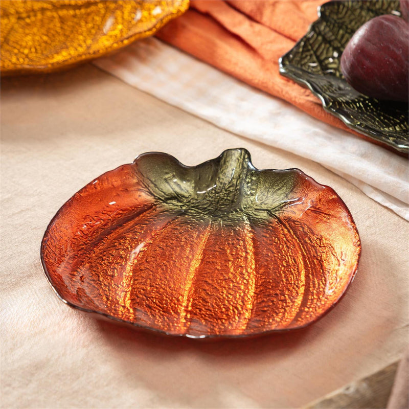 Harvest Blossom Serveware Glass Dish Pumpkin, 8.25"W