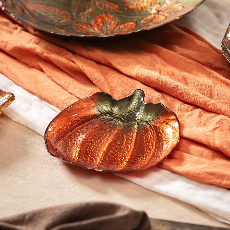 Harvest Blossom Serveware Glass Dish Pumpkin, 7"W