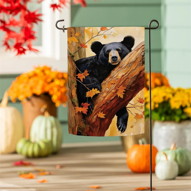 Lazy Black Bear Suede Garden Flag
