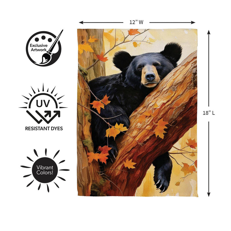 Lazy Black Bear Suede Garden Flag