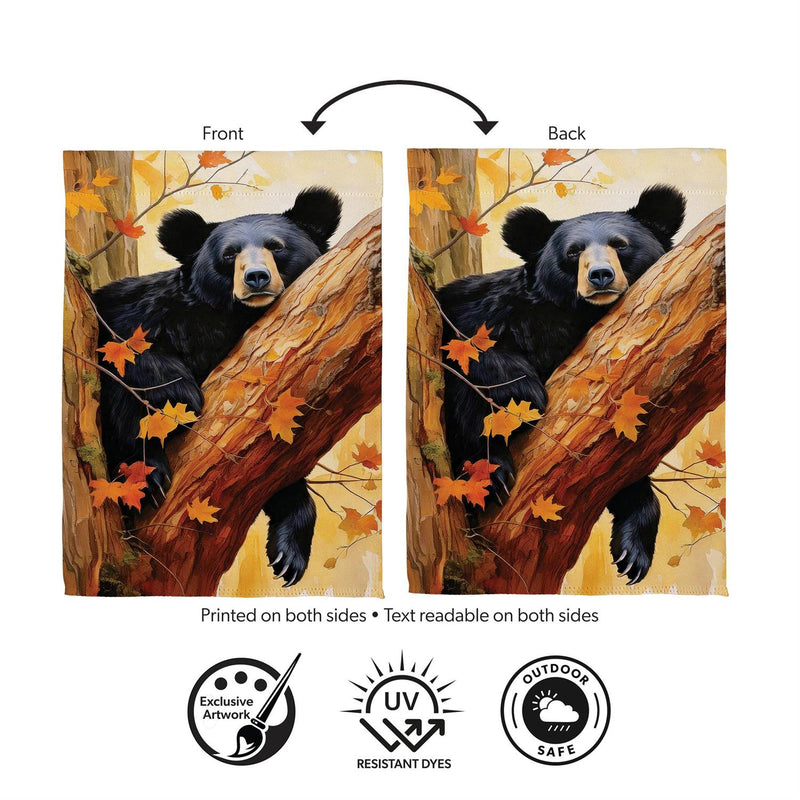 Lazy Black Bear Suede Garden Flag