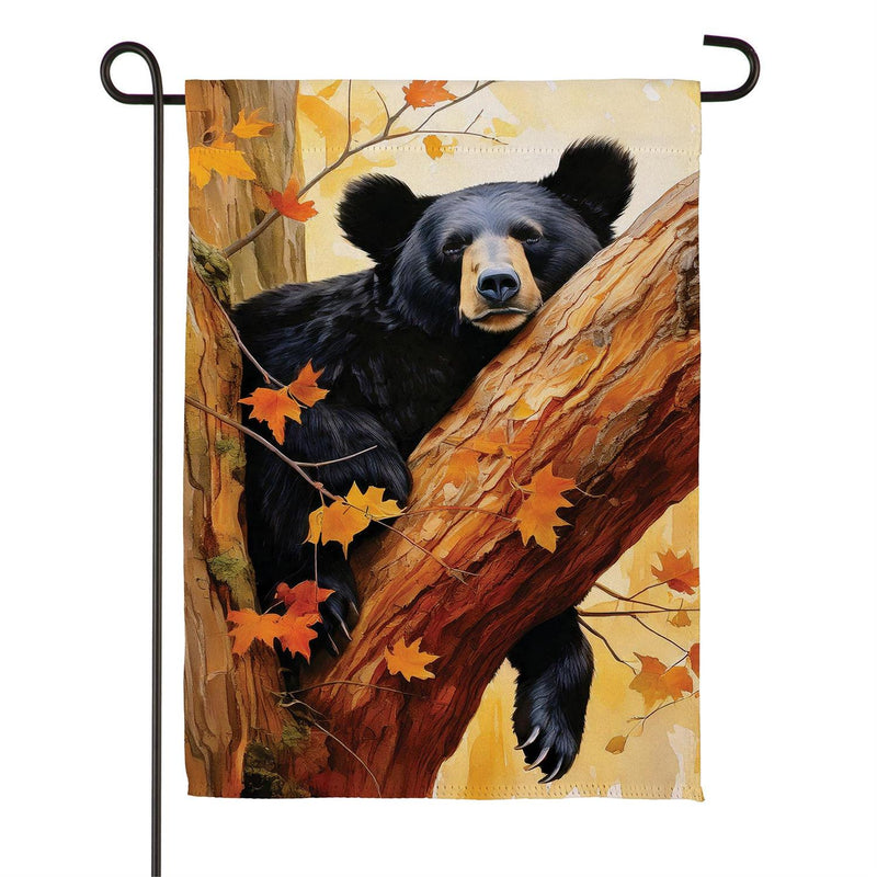 Lazy Black Bear Suede Garden Flag