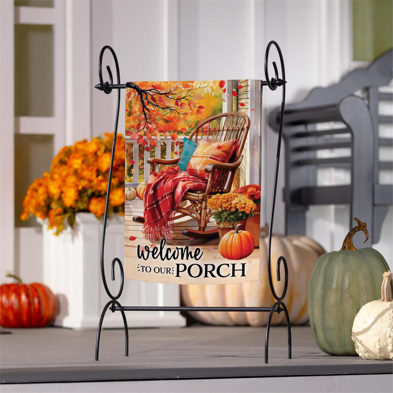 Welcome to Our Porch Suede Garden Flag