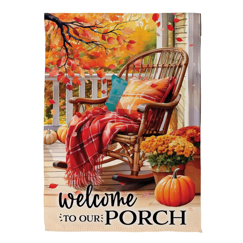 Welcome to Our Porch Suede Garden Flag